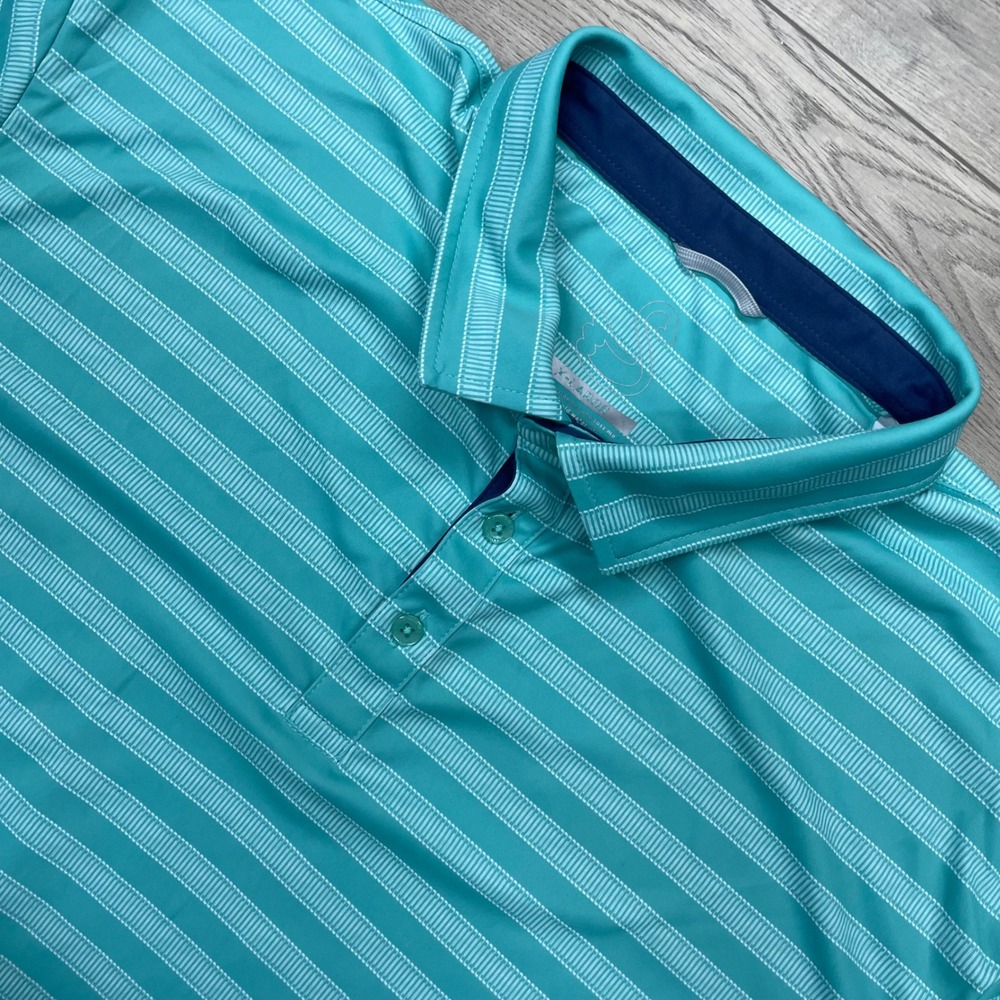 Swannies Golf Polo Shirt Mens XL Teal Striped Mid South Club Embroidered Logo